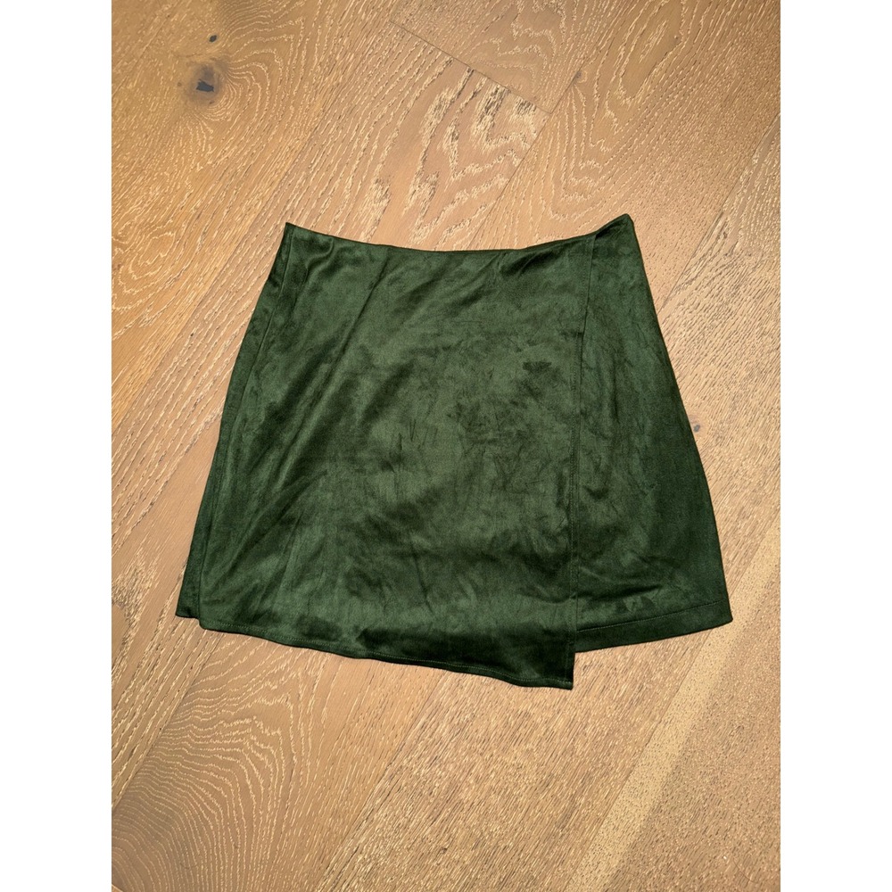Francesca's Blue Rain Green‎ Faux Suede Wrap Mini Skirt Small NWT